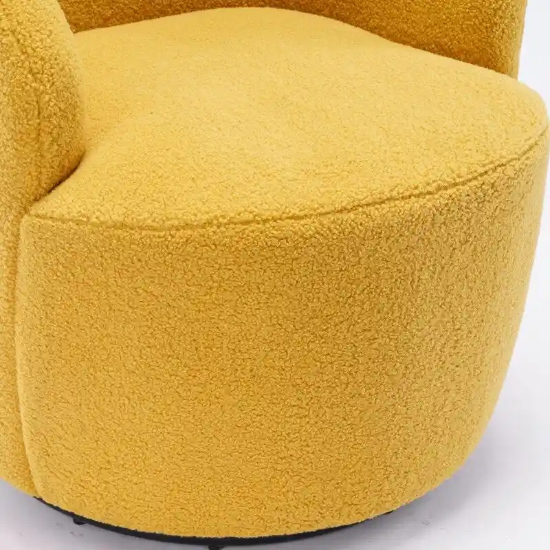 Teddy Fabric Swivel Accent Barrel Chair With Powder Coating Metal Ring