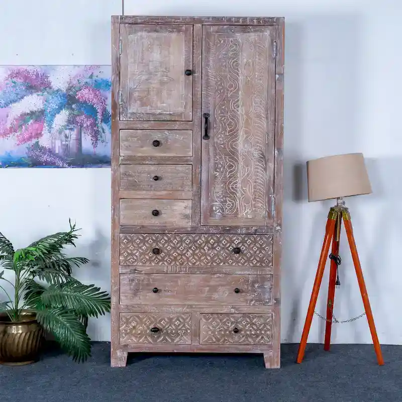 Maadze Solid Wood Freestanding Wardrobe Cabinet - N/A