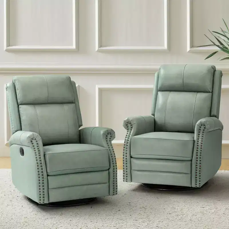 Irene 30.5 Wide Genuine Leather Manual Recliner with Rolled Arms Set of 2| ART OF LIVING DESIGNS