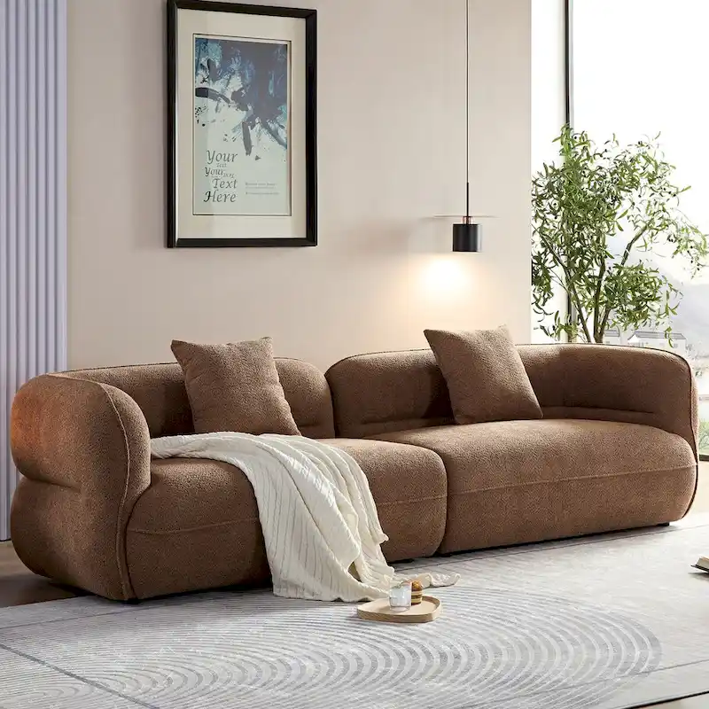Sectional Sofa 4-seater Sofa Couch Durable Fabric with Solid Wood Frame