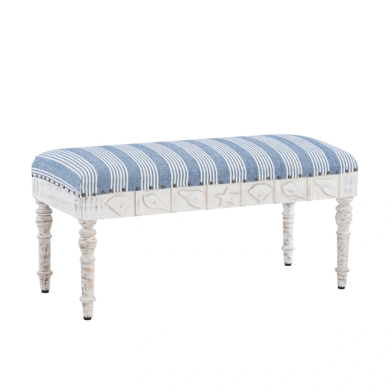 Barlow Upholstered Wood Seashell Entryway Bench