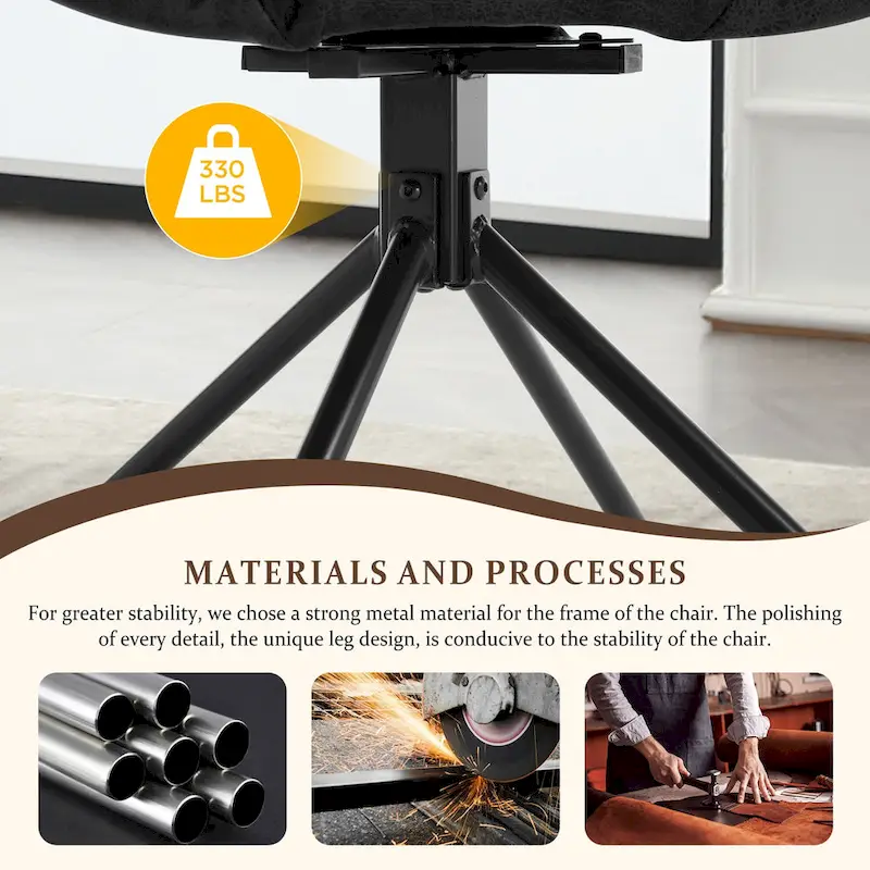 Faux Leather Upholstered Swivel Armchair Modern Home Office Chair