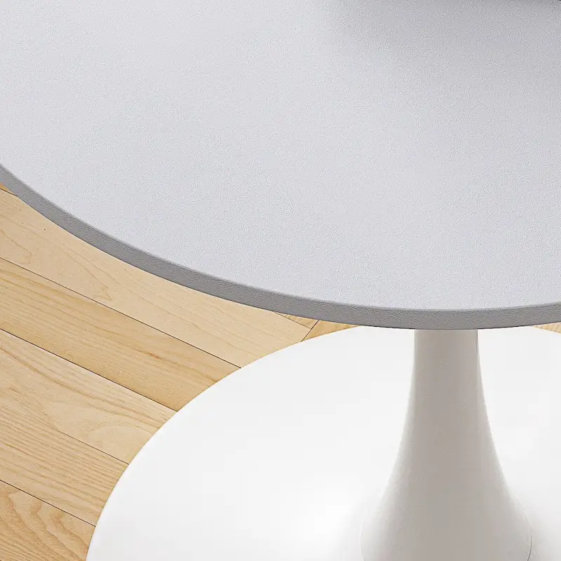 Round Dining Table with Metal Base – White Marble / Black Marble / Oak+Black / Black / White / Natural+White, Seats 2-4