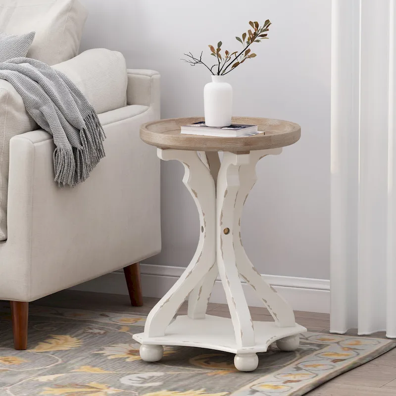 Callao French Country Accent Table with Round Top by Christopher Knight Home