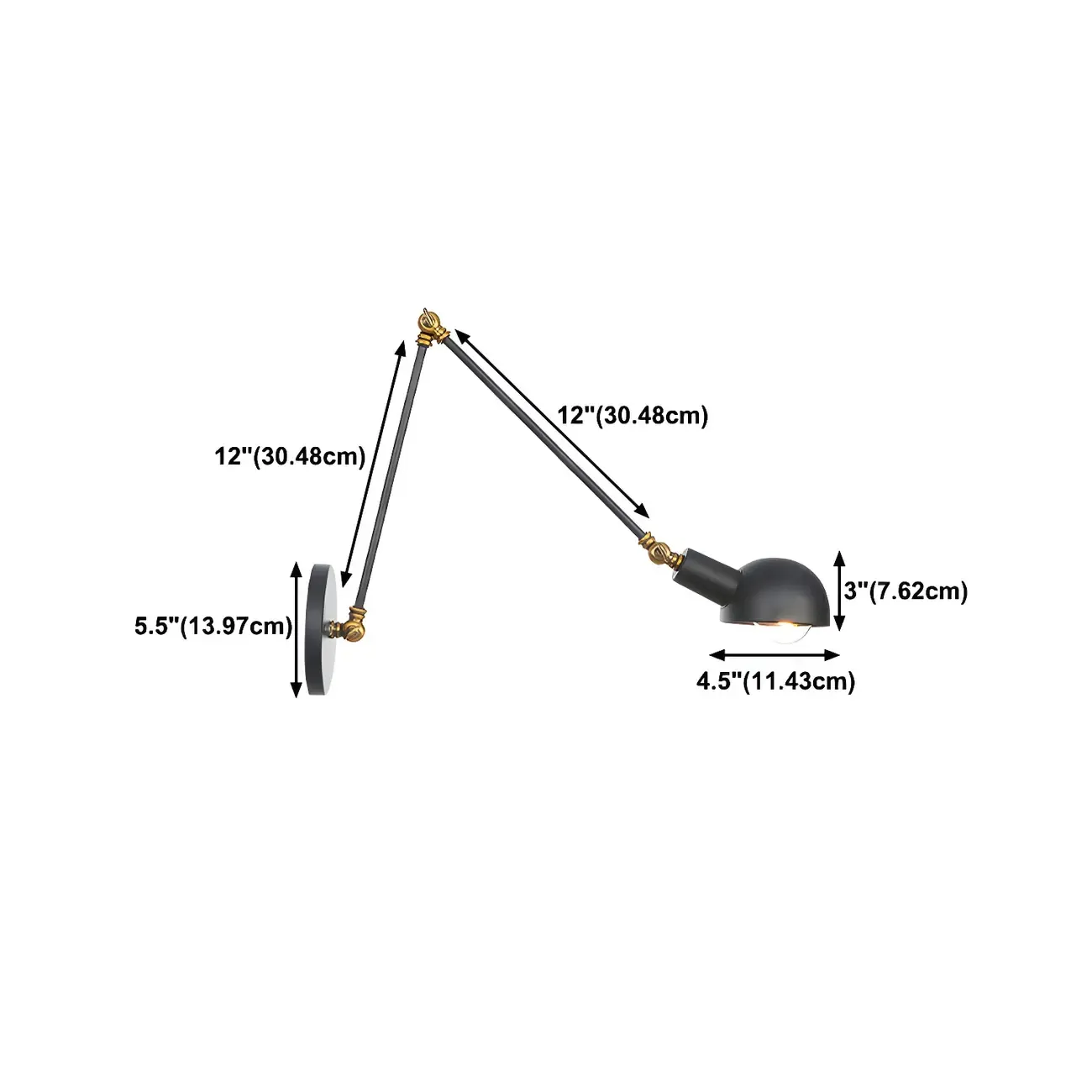 Adjustable Industrial Dome Swing Arm Wall Light