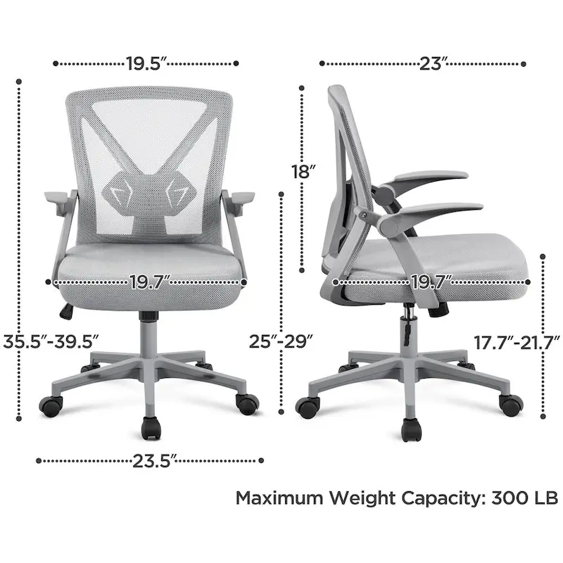 Yaheetech Mesh Office Chair with Flip-up Armrests Comfy Desk Chair - N/A
