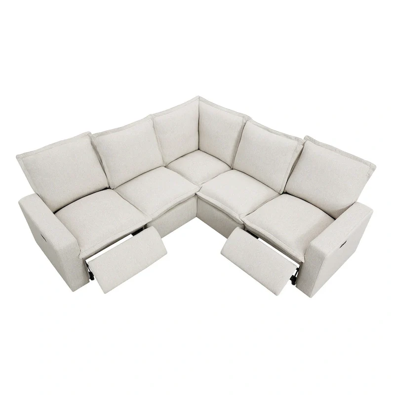 89.76 L-Shaped 5-Seater Sofa with Recliner