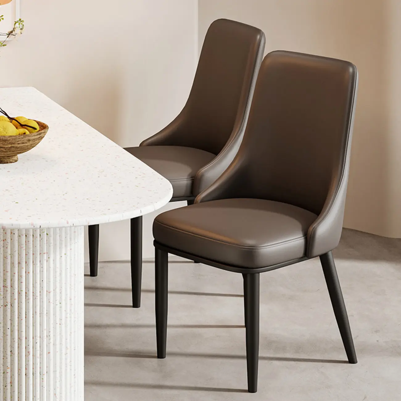 Modern Upholstered Metal Leather Dining Chairs