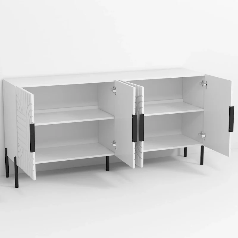 Chic Elegance 63 White European-Style Accent Buffet Sideboard Cabinet - 63 in Width