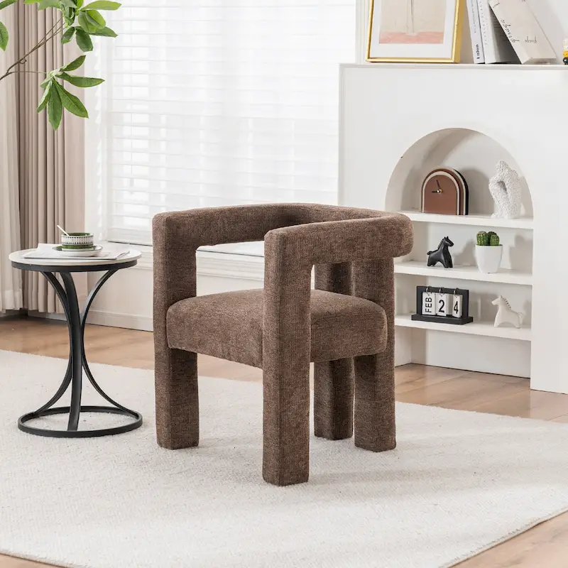 Set of 1 Chic design Barrel shaped Fabric Upholstered Accent Armchair