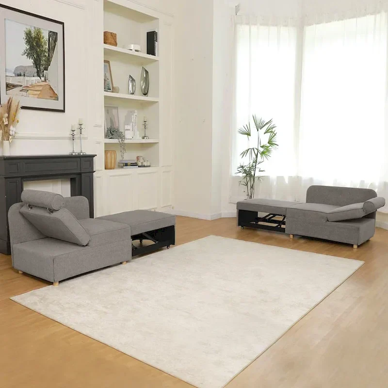 Hansabenne 4 in 1 Multi-Function Folding Sofa Folding Bed Single Futon Couch Guest Bed with 2 Throw Pillows