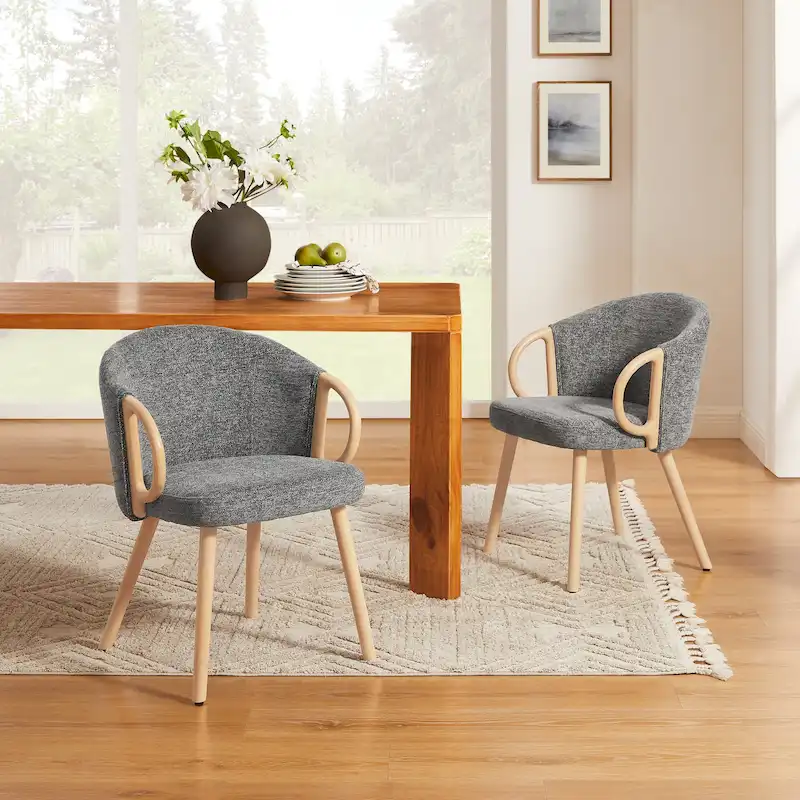 Art Leon Modern Fabric Accent Dining Wood Chair (Set of 2)