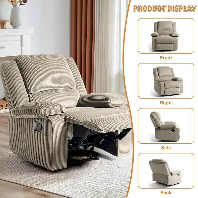 Vegan Leather Upholstered Push Back Manual Recliner Chair