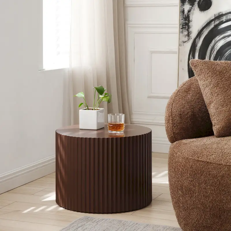 Modern Farmhouse Round Accent Nesting Side Coffee Table Set (Set of 2)