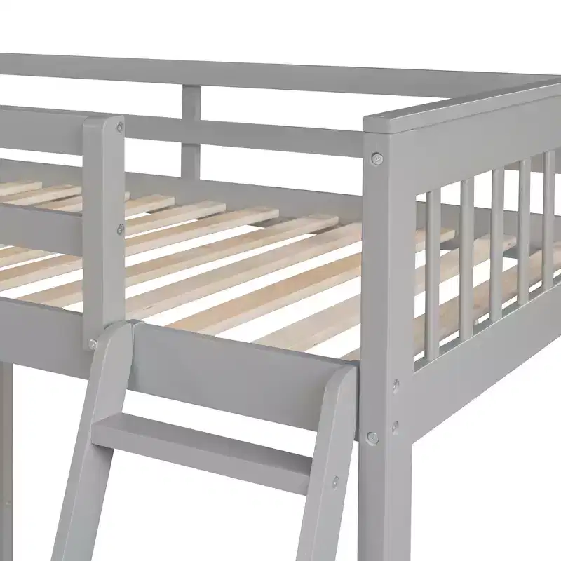 Stylish Design Twin over Full L-Shaped Bunk Bed With 3 Drawers, Ladder and Staircase