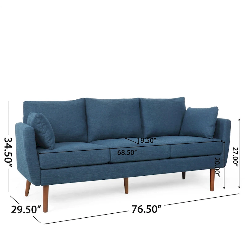 Modern 76.5  3-Seater Sofa with Birchwood Legs and Pillows