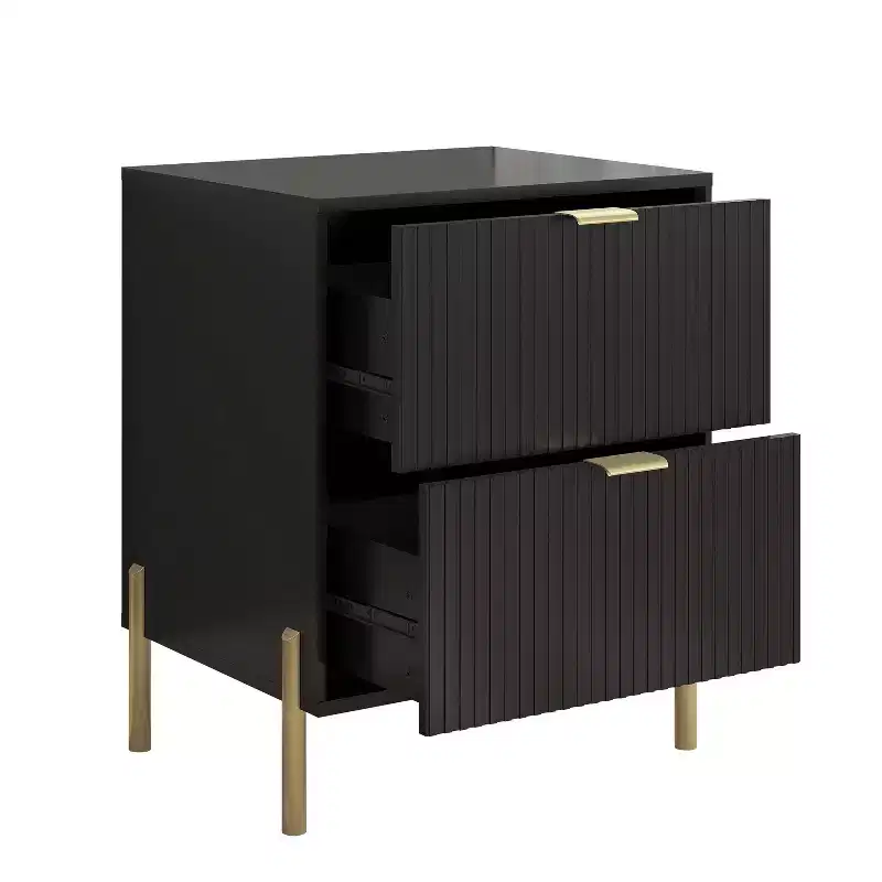 Festivo 3pc Modern Elegance 2 Drawer Nightstands and 3 Drawer Dresser Set Black