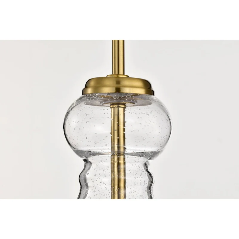 Tasio Brass Pendant Light with Clear Decanter Glass Shade