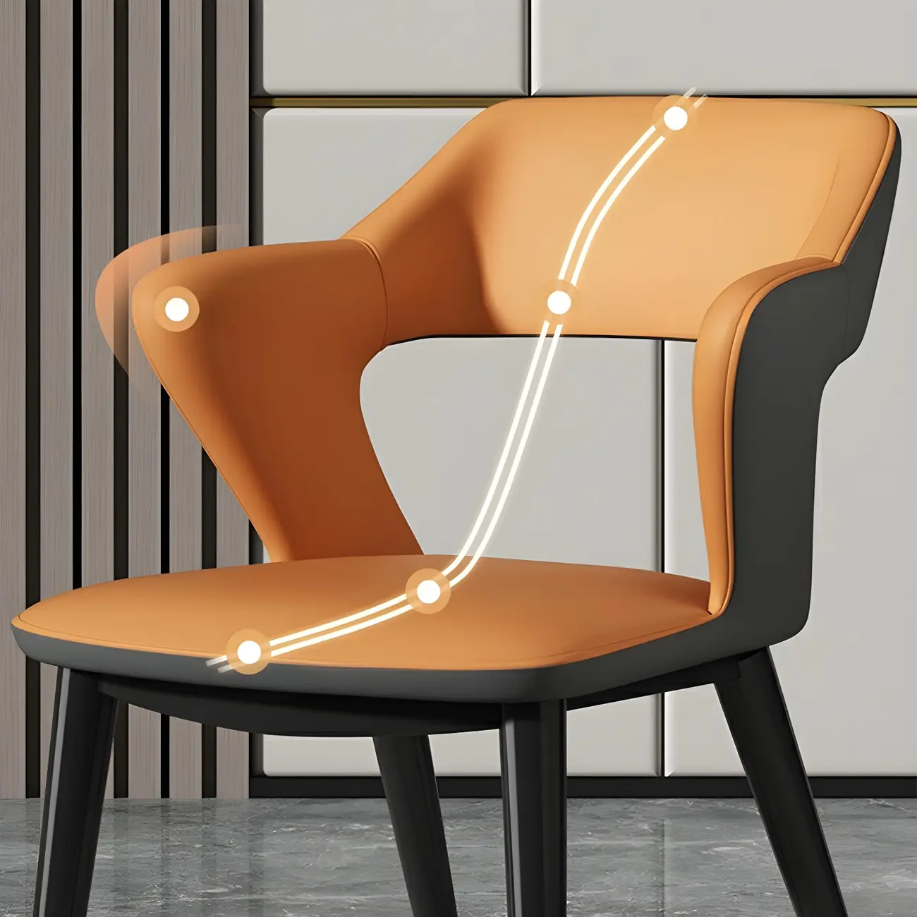Modern Armchair Open Back Faux Leather Dining Chair