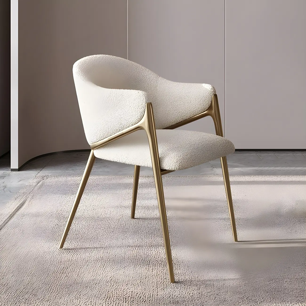 Contemporary Sherpa Low Back White Dining Chairs Set Of 2