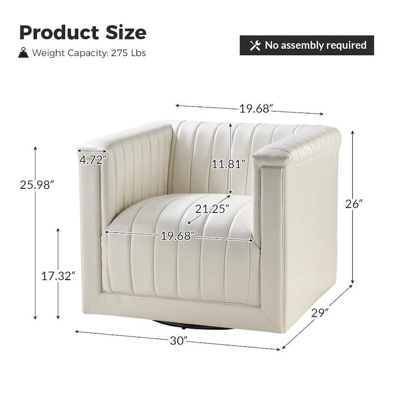 Esteban Modern Leather Upholstered Swivel Barrel Chair by HULALA HOME