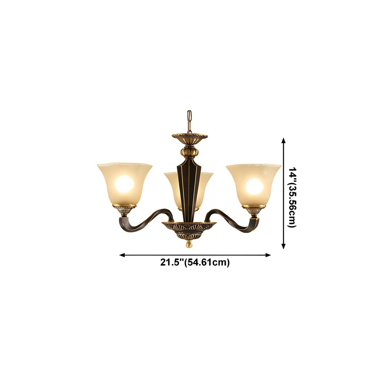 Black Glass Curved Metal Classic Chandelier Light