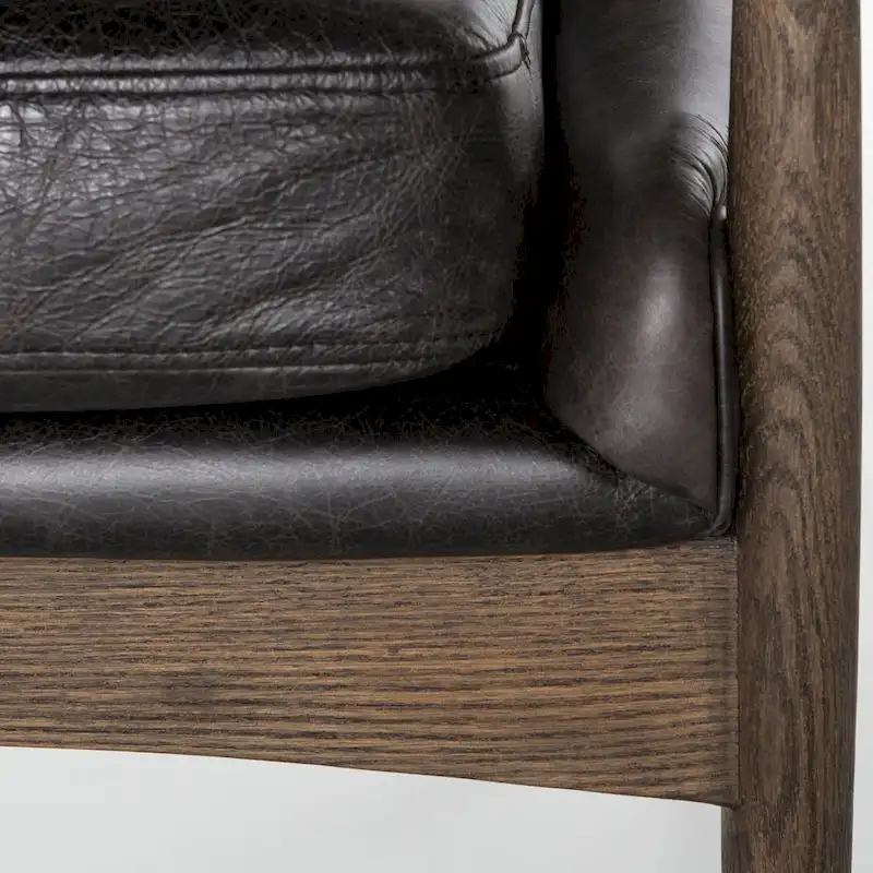 Mid-Century Leather Accent Chair - Deep Seat Single Seater