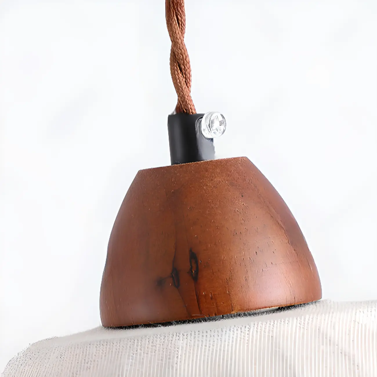 Dome-Shape White Fabric Rope Pendant Light Residential Use