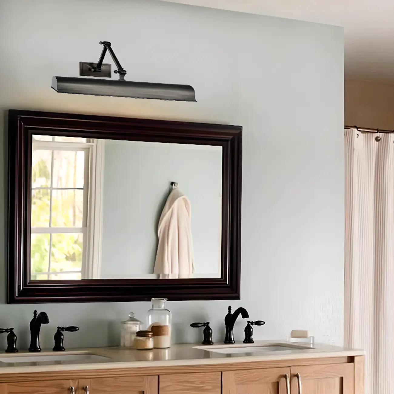 2-Light Metal Swing Arm Wall Light with Long Shade