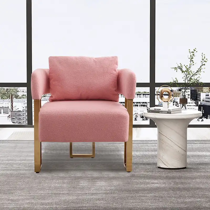 Pink 24.41 Upholstered Accent Chair with Gold Legs (Set of 2)
