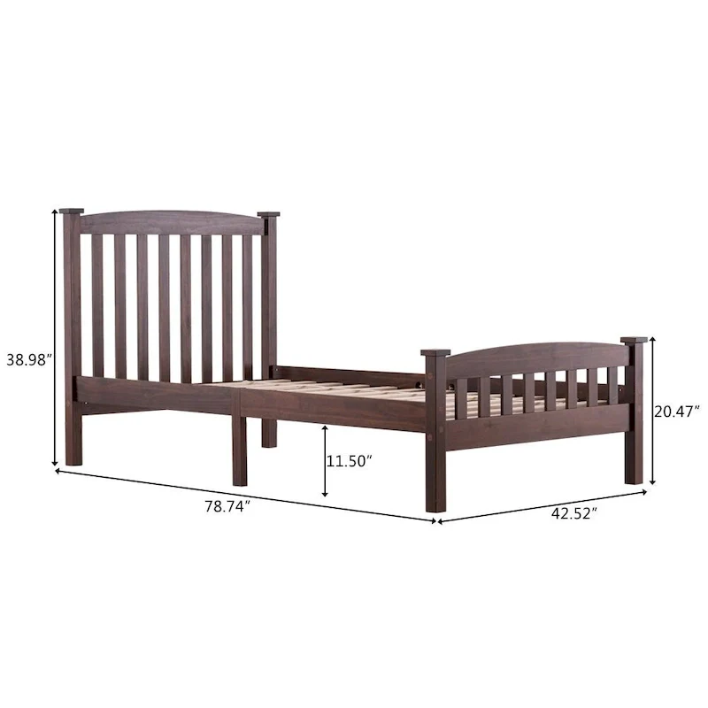 Classic Panel Bed Vertical Strip with Headboard Brown Twin/Full/Queen