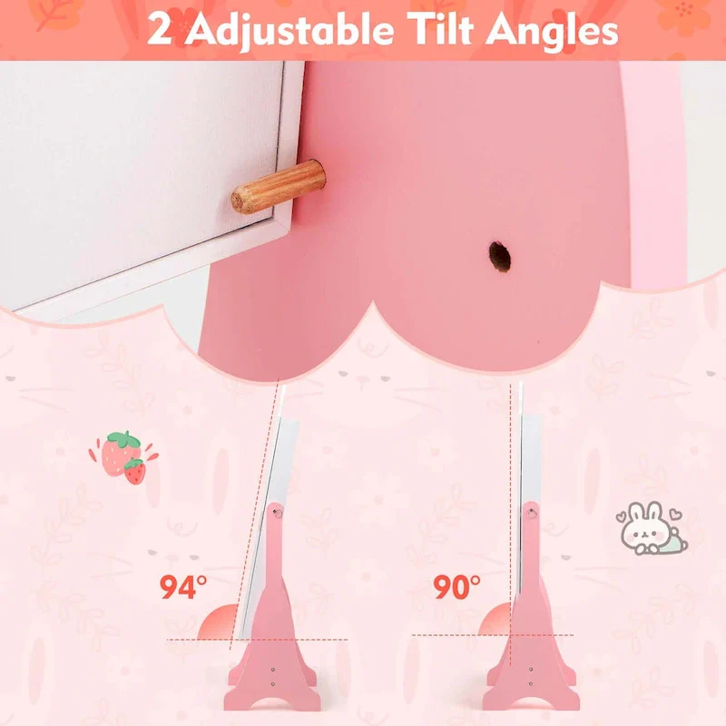 Newport Furnishings Kids Jewelry Armoire with Full-Length Mirror & Rabbit Design