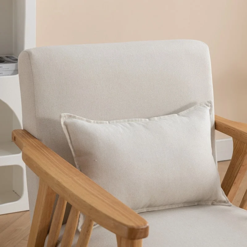 SEYNAR Mid Century Boucle Uplostered Soild Wood Accent Armchair with Pillow