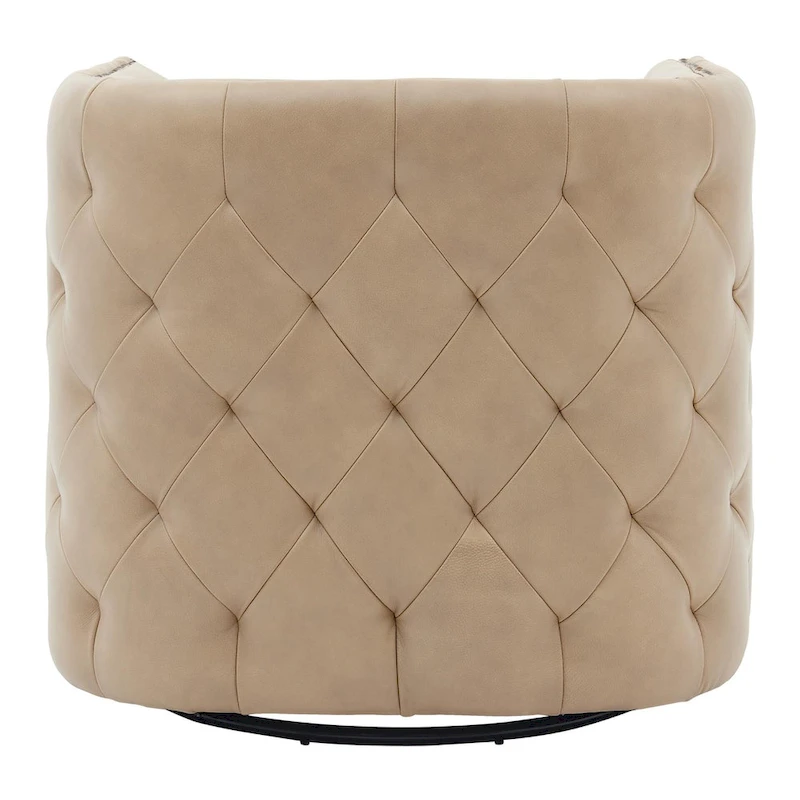 Leslie Top Grain Leather Swivel Tufted Chair