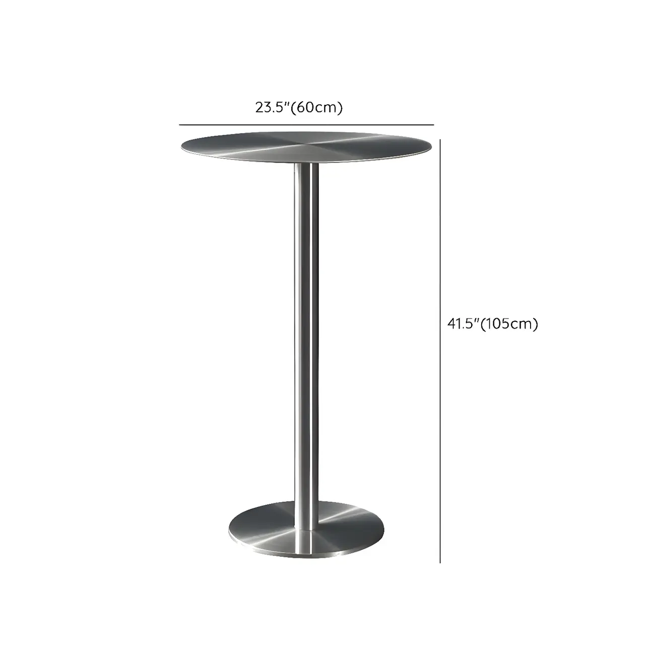 Industrial Silver Metal Pedestal Round Bar Tables