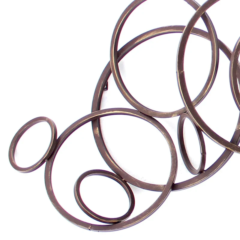 Industrial Style Metal Wall Decor with Multiple Circles, Bronze