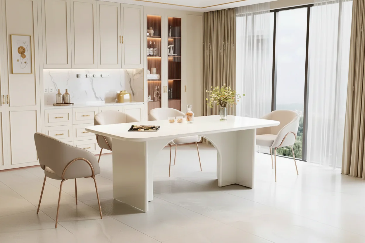 Modern Black Dining Table for 4-6 People, 63 Large Rectangle Kitchen Table with Arch Design Legs, for Dining Room