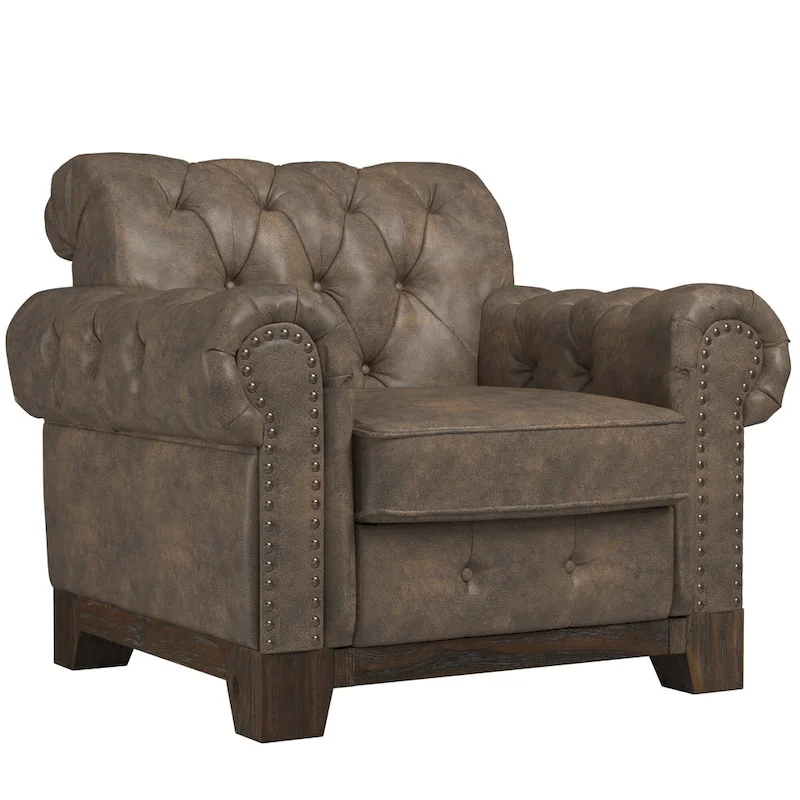 Greenwich Tufted Scroll Arm Nailhead Chesterfield Chair by iNSPIRE Q Artisan