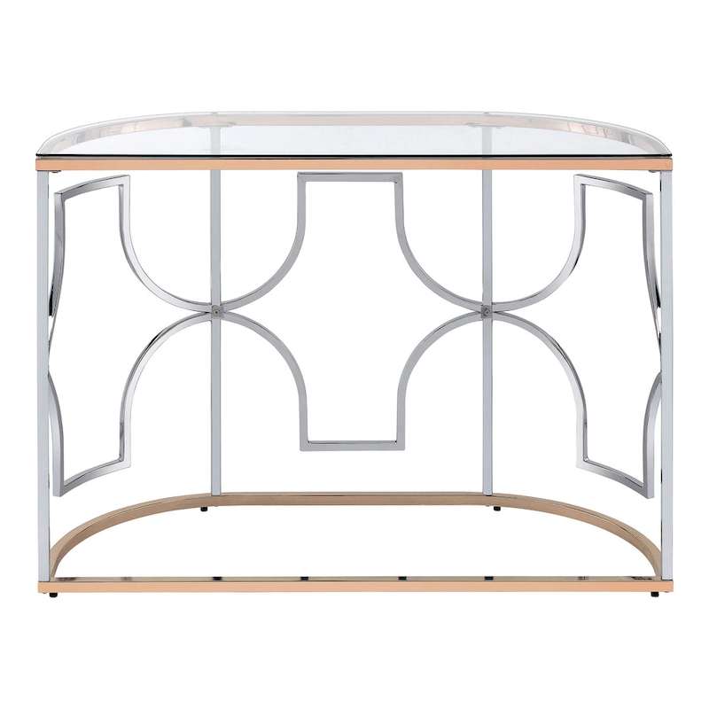 Ders Glam Chrome and Gold Plating Tempered Glass Top 3-Piece Coffee Table Set by Furniture of America