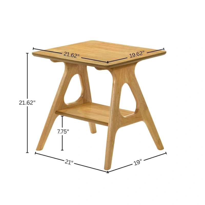 Roundhill Furniture Arona Mid-Century Modern Wood End Table with Shelf