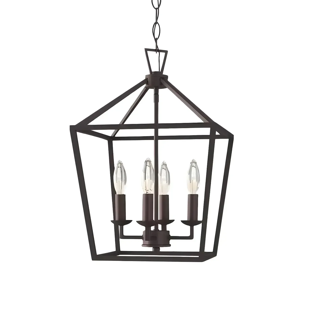 Black Geometric Metal Lantern Chandelier Modern Design