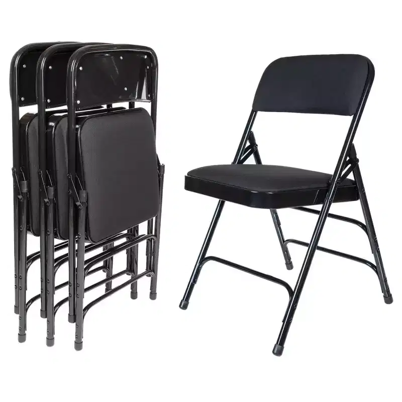 Set of 4 Deluxe Fabric Padded Triple Brace Folding Chairs - Hampden Furnishings
