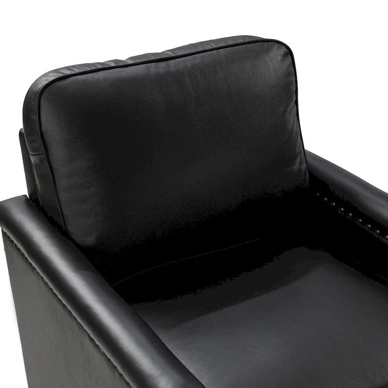 Rita Classic Genuine Leather Swivel Armchair With Nailhead Trims Set Of 2 By HULALA HOME