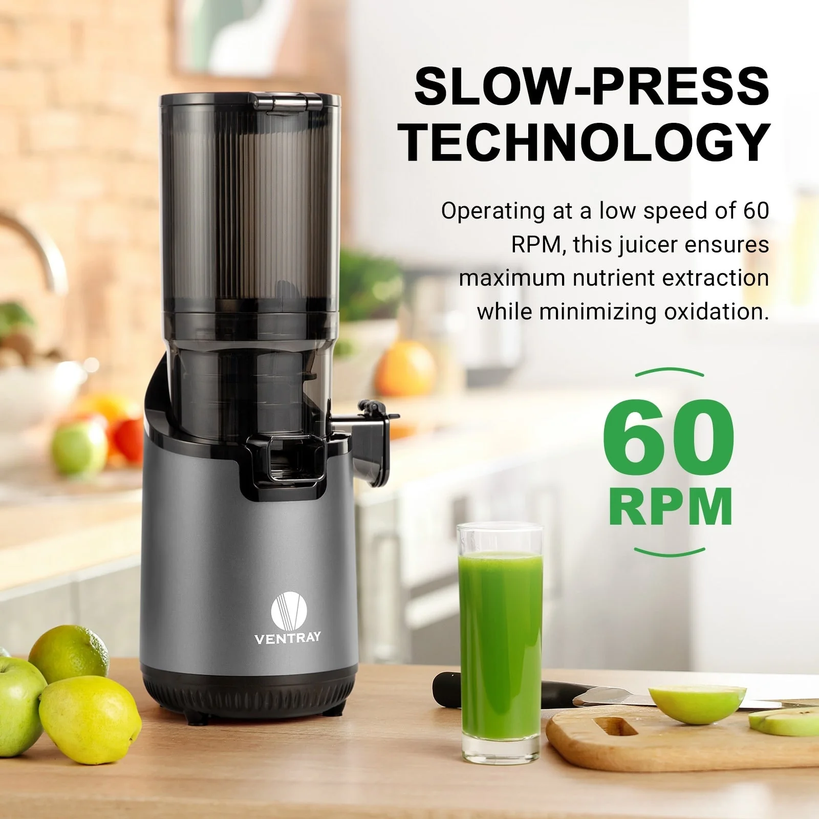 Ventray 900 Slow Masticating Juicer, Cold Press Juicer with 5.1 Extra Large Wide Feed Chute