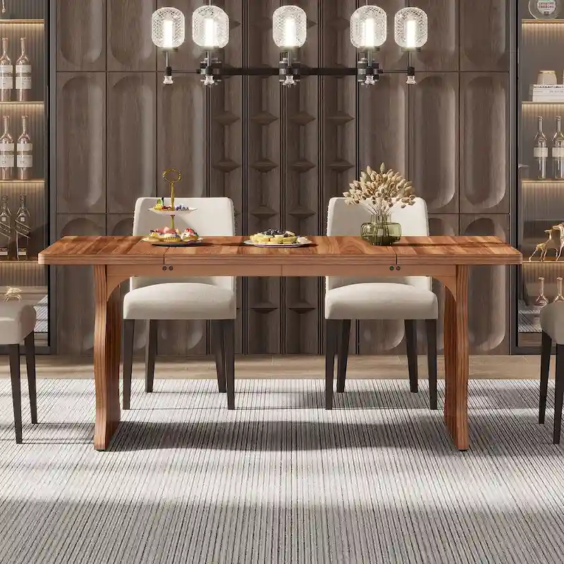 Modern Dining Table, 63 Rectangular Kitchen Table Black Dinner Table