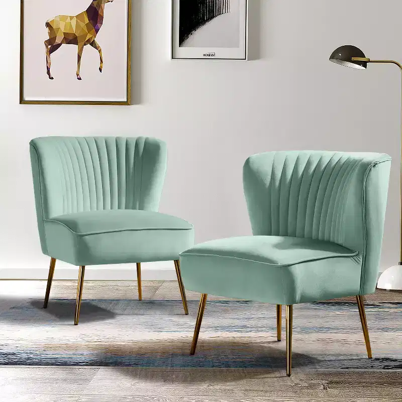 Quentin Velvet Accent Side Chair with Padded Seat Set of 2 | Karat Home