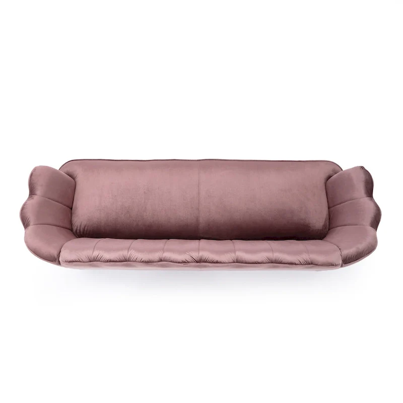 Velvet Channel Stitched 3-seater Sofa with Metal Legs