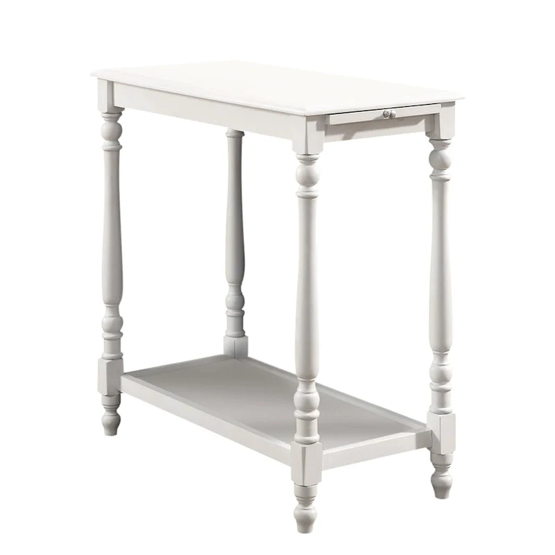 Quam Farmhouse White 25-inch Solid Wood 1-Shelf Side Table by Furniture of America