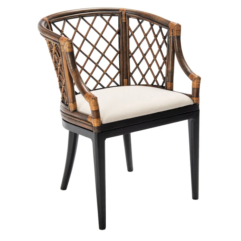 SAFAVIEH Theona Rattan Lattice Arm Chair - 22.3 W x 23 L x 31.3 H - 22Wx23Dx31H