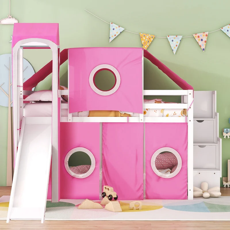 Loft Bed with Tent and Tower